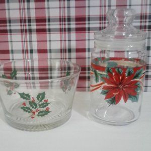 VTG HOLLY & BERRY BOWL BY INDIAN GLASS
